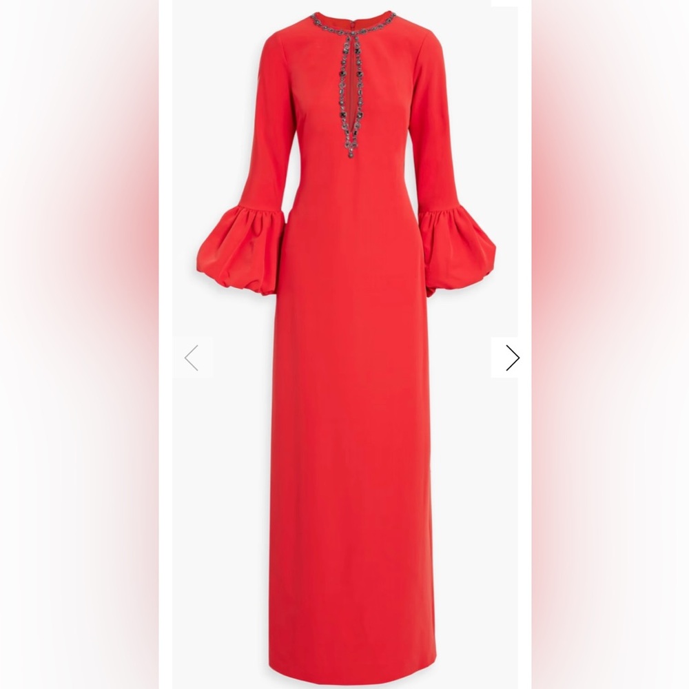 Red Long Sleeve Maxi Dress with Statement Cuffs